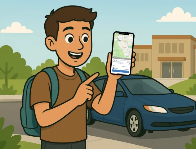 Rider displaying the app